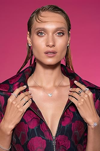 18k White Gold Hearts Earrings with Ruby Center in White Bright Diamonds for Her, F - Color, VS1 Clarity, 0.20ct., Handmade and Unique Gifts for Her, Dainty and Minimalists Earrings Jewelry for Women