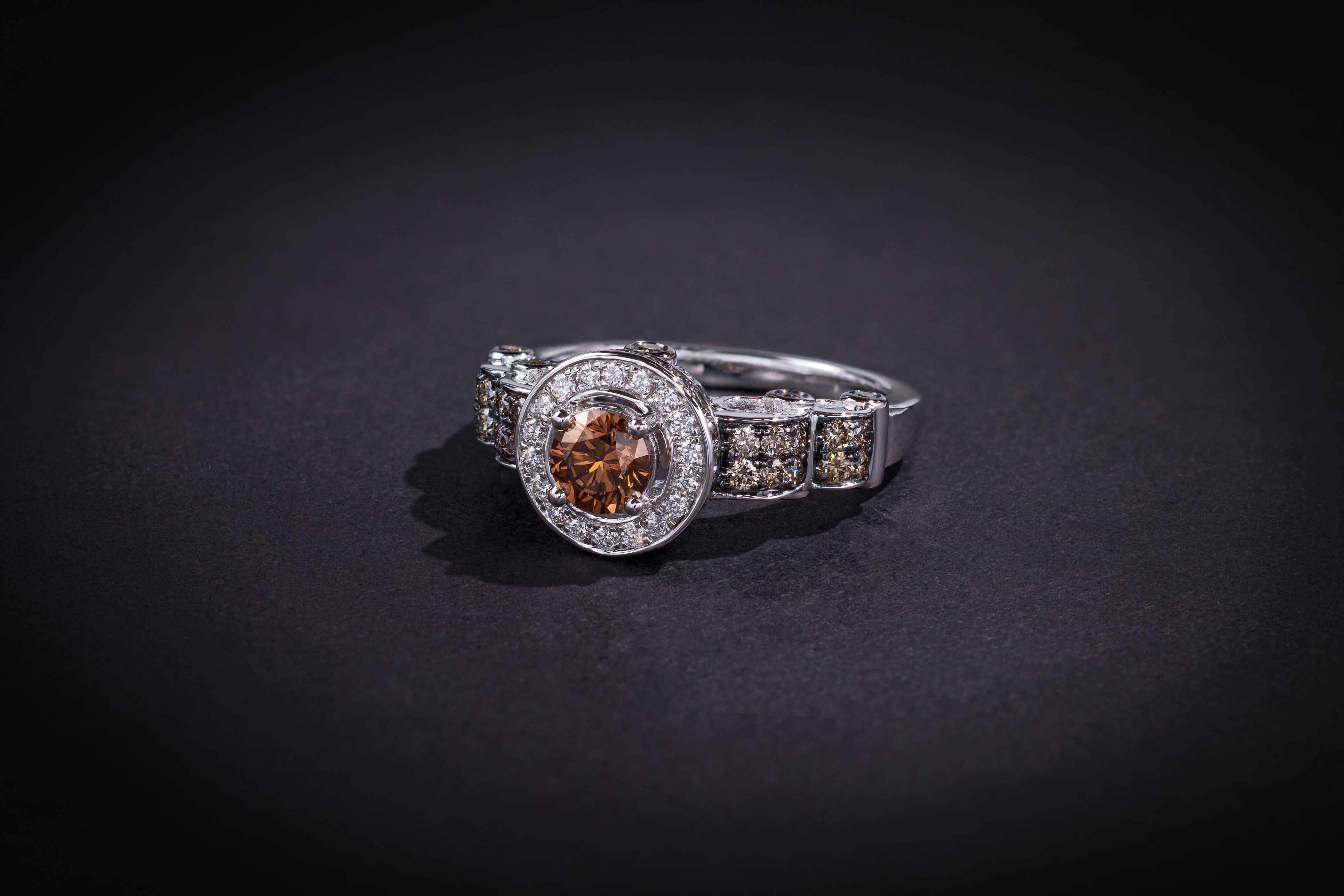 1 1/5 Carat White and Chocolate Diamond Halo Scalloped Ring for Women in 14k White Gold (G-H/Fancy Brown, VS2-SI1, cttw) Anniversary Promise Ring Size 5 to 9.5 by LeVian