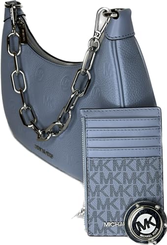 Michael Kors Cora LG Zip Pouchette bundled with matching Carmen MD Flap Bifold Wallet and Purse Hook