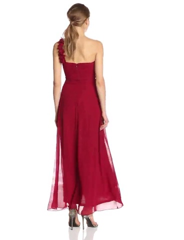 Ever-Pretty Flower One Shoulder Empire Waist Floor Length Bridesmaids Dress 09768