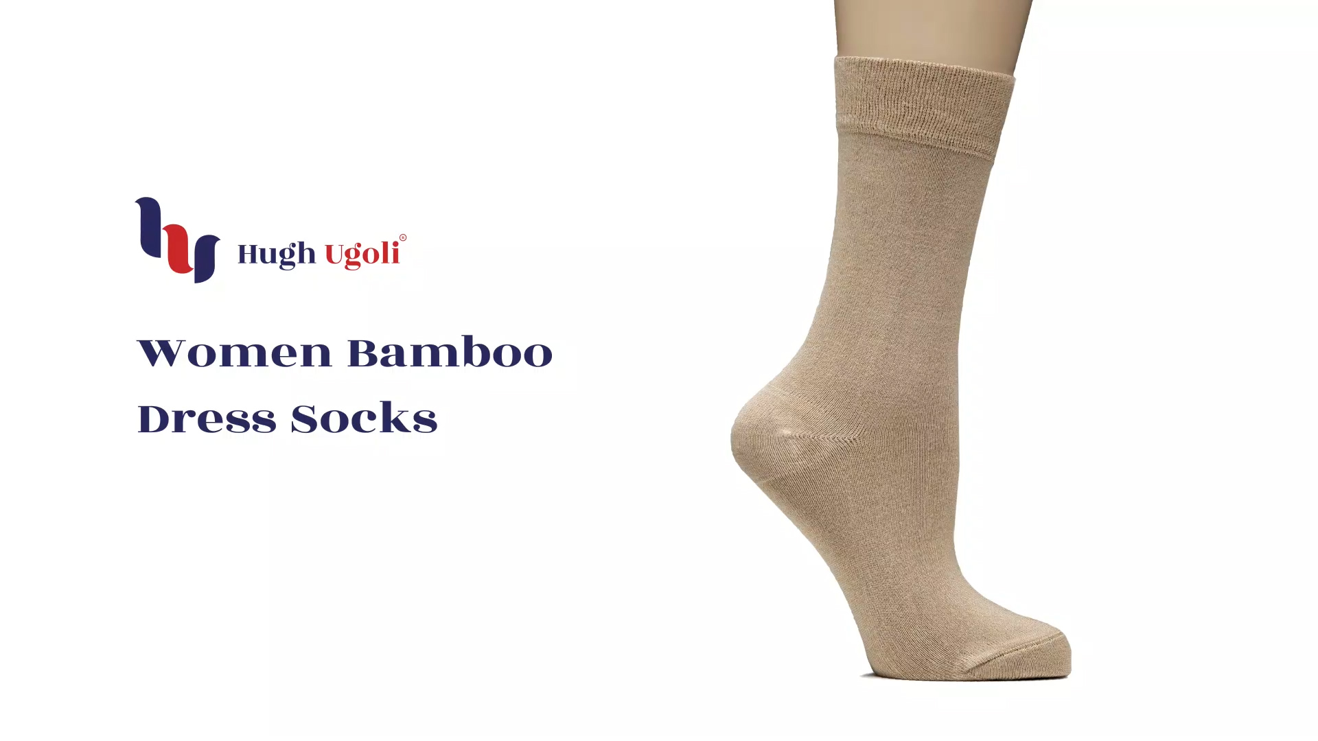 Hugh Ugoli Womens Soft Bamboo Dress Socks, Thin Crew Socks for Business, Trouser & Casual, Non-Binding & Breathable, 3 Pairs