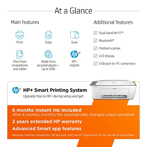 HP DeskJet 2755e Wireless Color All-in-One Printer with bonus 6 months Instant Ink (26K67A)