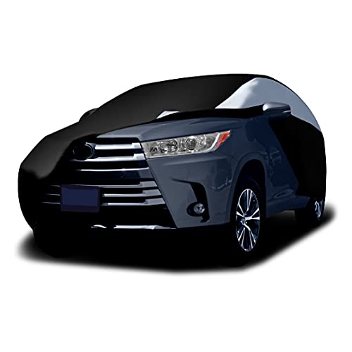 Titan Lightweight Mid-Size SUV Car Cover (Black Pearl) for Ford Explorer, Jeep Grand Cherokee, and More. Waterproof Cover Measures 206 Inches and Includes a Driver-Side Door Zipper.