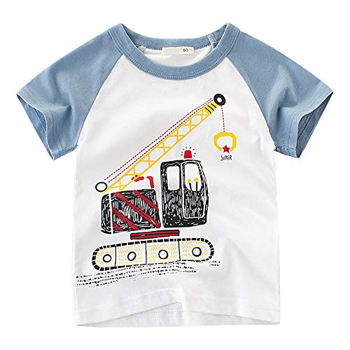 TABNIX Boys  4-Pack Excavator Short Sleeve Crewneck T-Shirts Top Tee Size 2-7 Years Toddler Boys  Value Pack Cotton T-Shirt