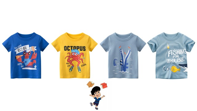 TABNIX Boys  4-Pack Excavator Short Sleeve Crewneck T-Shirts Top Tee Size 2-7 Years Toddler Boys  Value Pack Cotton T-Shirt