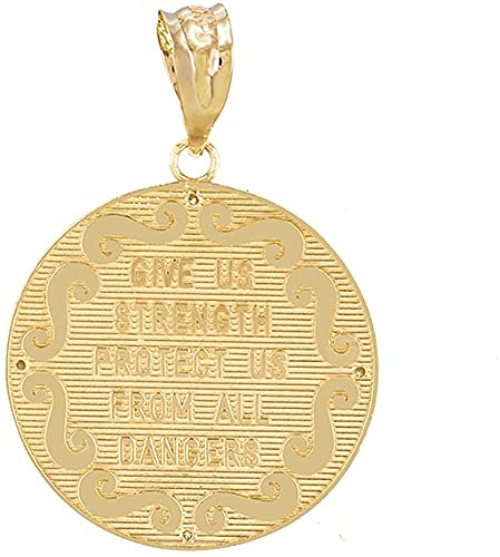 10K Gold Saint Michael The Archangel Diamond Accented Medal Pendant (G-H Color, SI1-SI2 Clarity) - Choice of Metal