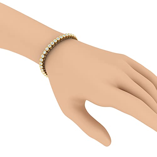 5 Carat Bezel Set Diamond Tennis Bracelet in 10K Gold (7.5 Inch)