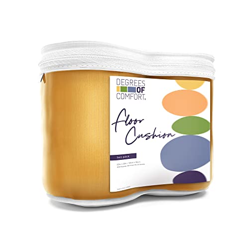 Meditation Floor Pillow Set of 2, Square Large Pillows Seating for Adults, Tufted Corduroy Floor Cushion for Balcony Outdoor Tatami Living Room, Orange Yellow, 22x22 Inch